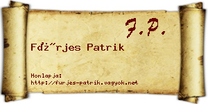 Fürjes Patrik névjegykártya