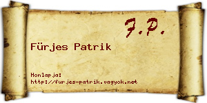 Fürjes Patrik névjegykártya
